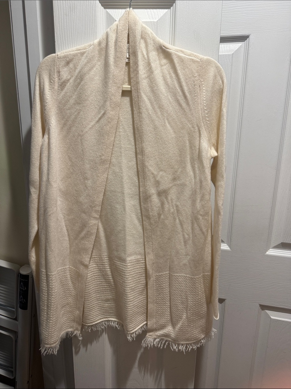 Lilly Pulitzer Cream Open-Front Fringed Cardigan